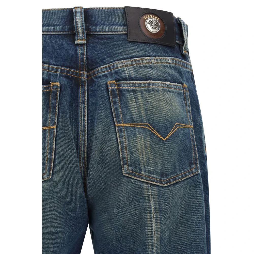 Versace Blaue Jeans aus Baumwolle im geraden Schnitt by Versace