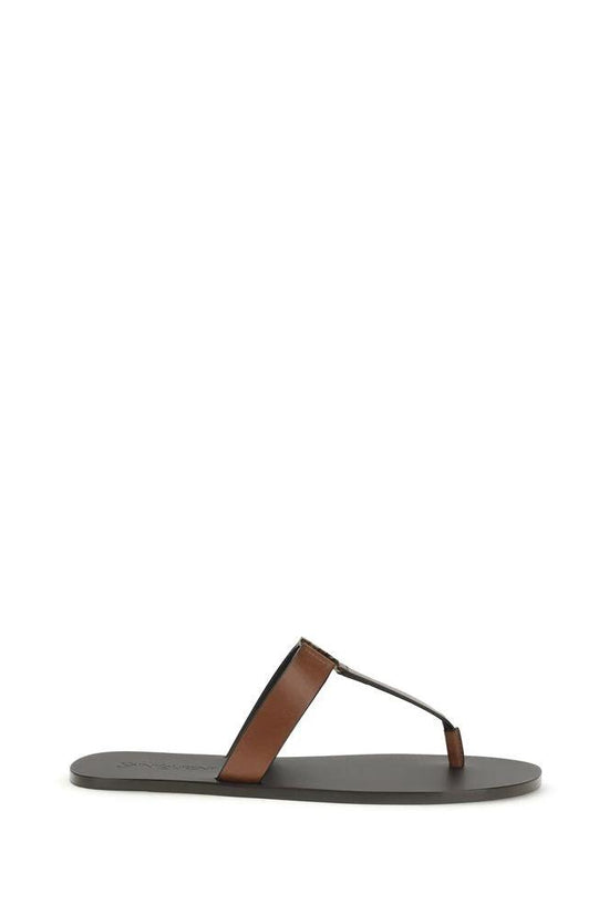 Saint Laurent Braune Kalbsleder-Sandalen Bos Taurus by Saint Laurent