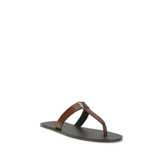 Saint Laurent Braune Kalbsleder-Sandalen Bos Taurus by Saint Laurent