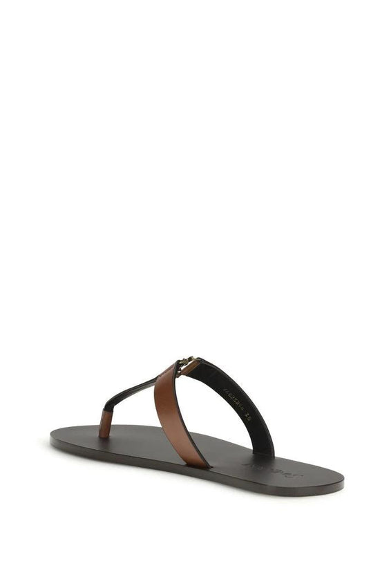 Saint Laurent Braune Kalbsleder-Sandalen Bos Taurus by Saint Laurent