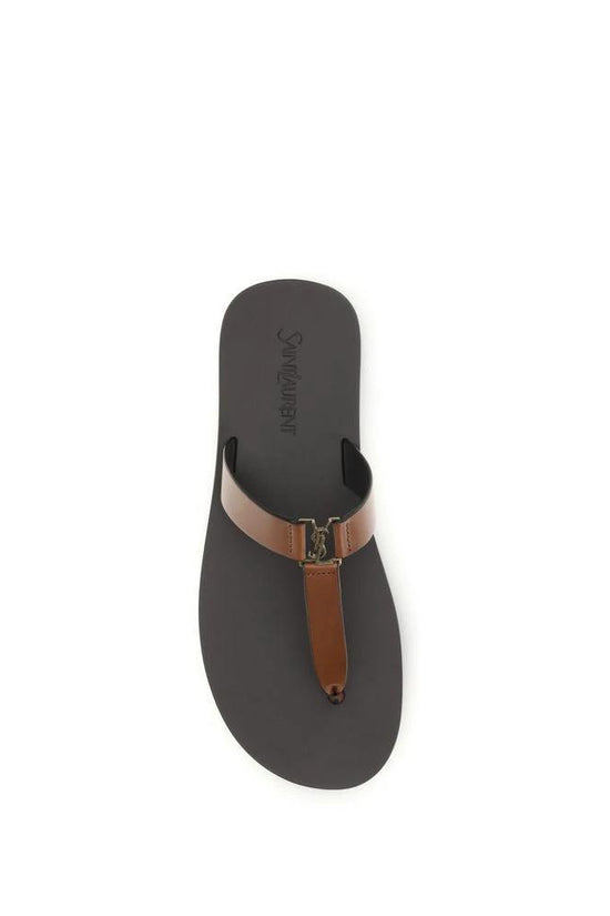 Saint Laurent Braune Kalbsleder-Sandalen Bos Taurus by Saint Laurent