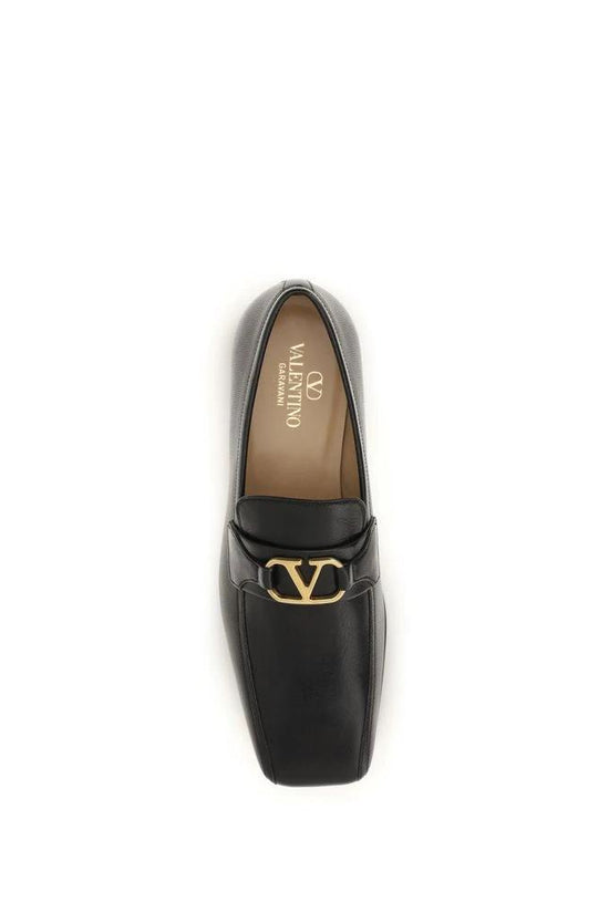 Valentino Garavani Schwarze Loafer aus Ziegenleder zum Hineinschlüpfen by Valentino Garavani