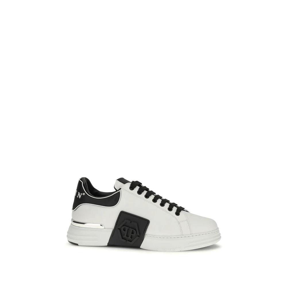 Philipp Plein Weiße Bos Taurus Kalbsleder Low-Top-Sneaker by Philipp Plein