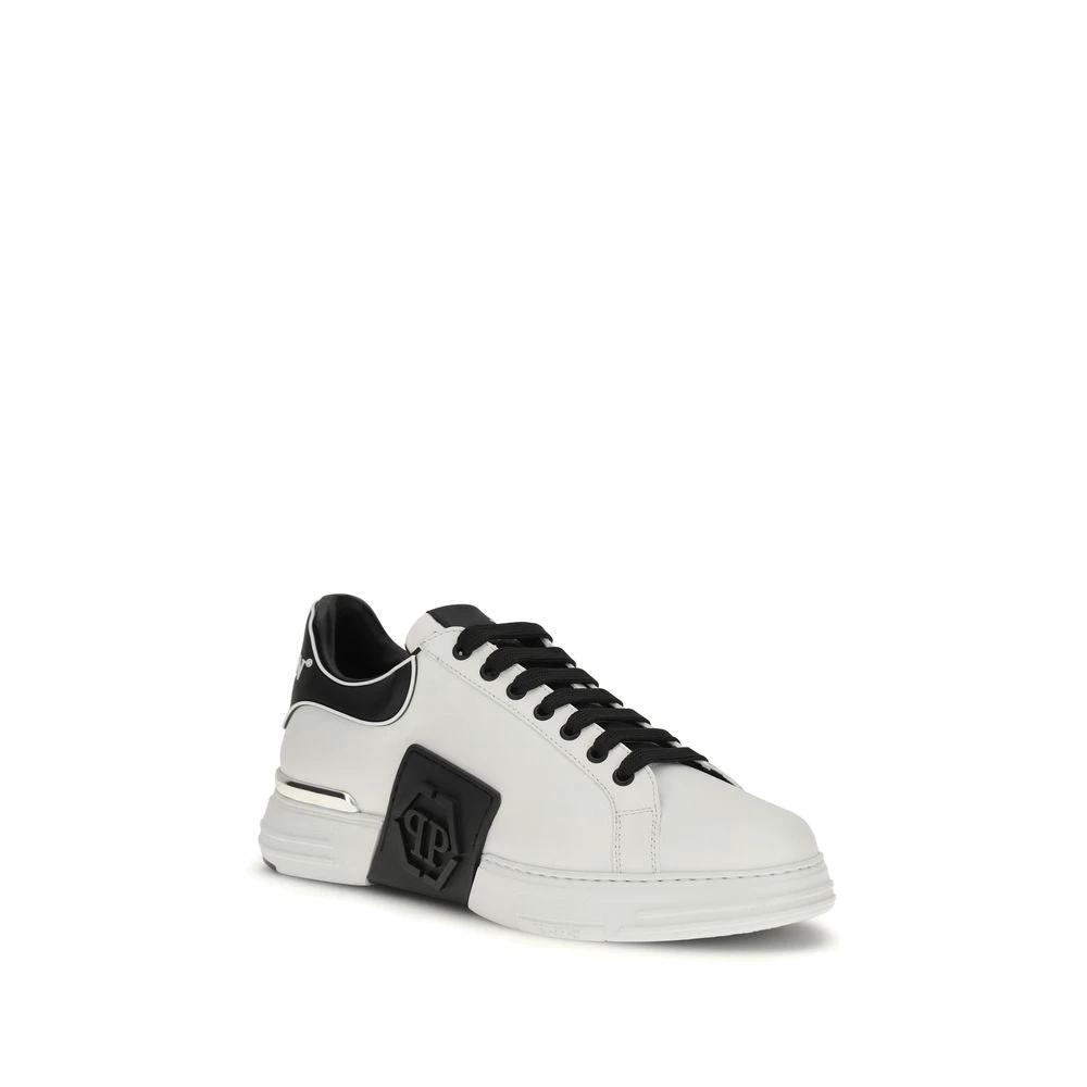 Philipp Plein Weiße Bos Taurus Kalbsleder Low-Top-Sneaker by Philipp Plein