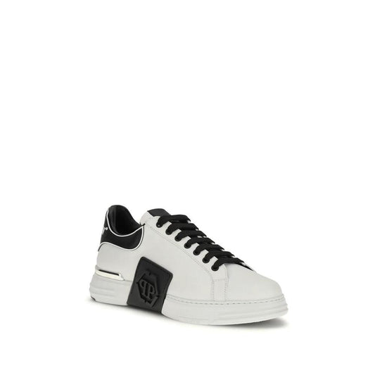 Philipp Plein Weiße Bos Taurus Kalbsleder Low-Top-Sneaker by Philipp Plein