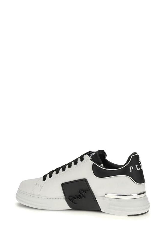 Philipp Plein Weiße Bos Taurus Kalbsleder Low-Top-Sneaker by Philipp Plein
