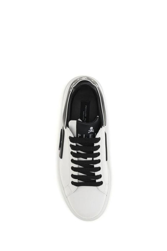 Philipp Plein Weiße Bos Taurus Kalbsleder Low-Top-Sneaker by Philipp Plein