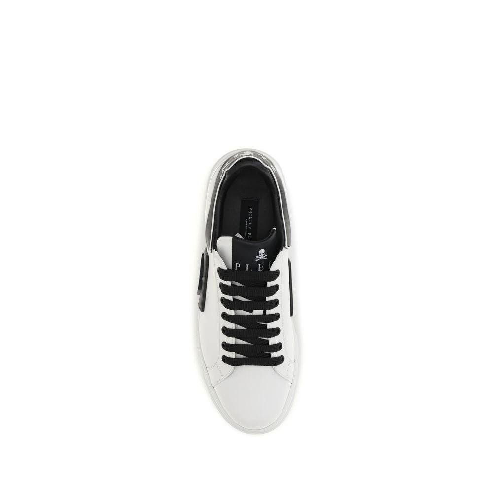 Philipp Plein Weiße Bos Taurus Kalbsleder Low-Top-Sneaker by Philipp Plein