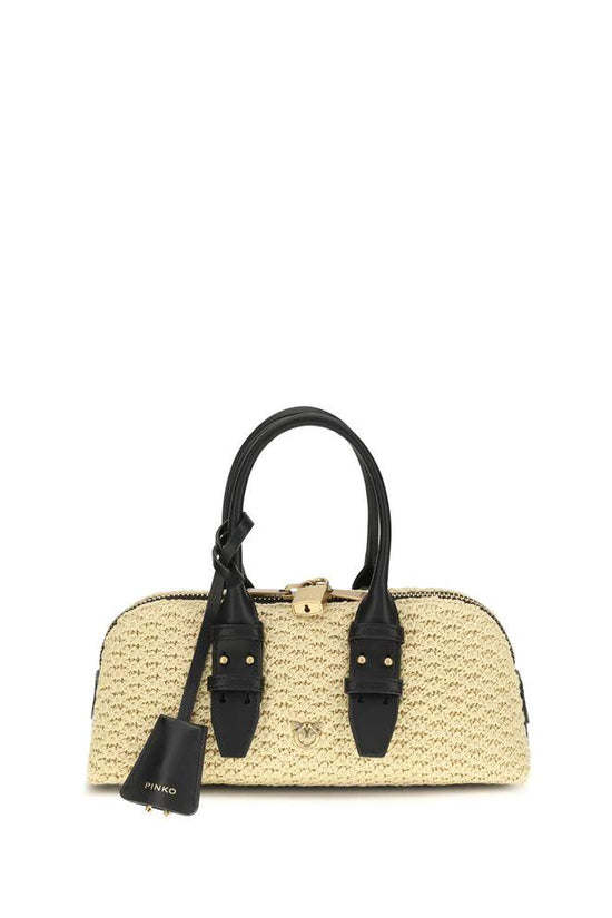PINKO Beige Raffia Schultertasche by PINKO