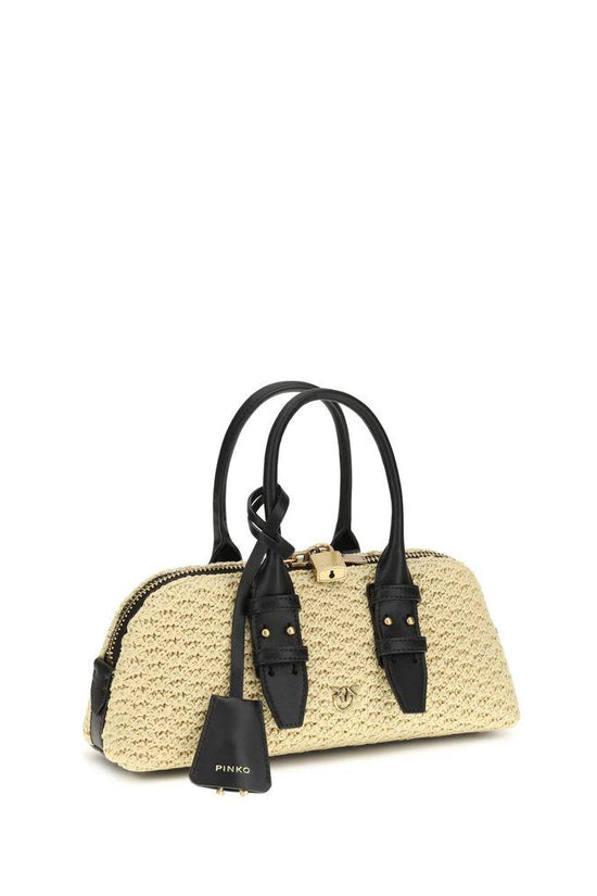 PINKO Beige Raffia Schultertasche by PINKO