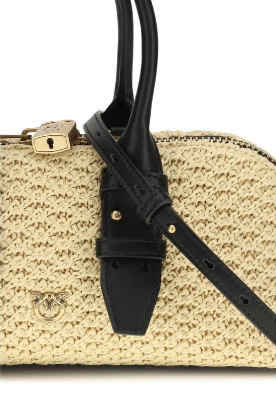 PINKO Beige Raffia Schultertasche by PINKO