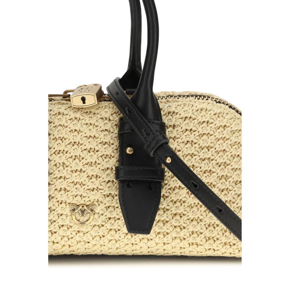 PINKO Beige Raffia Schultertasche by PINKO
