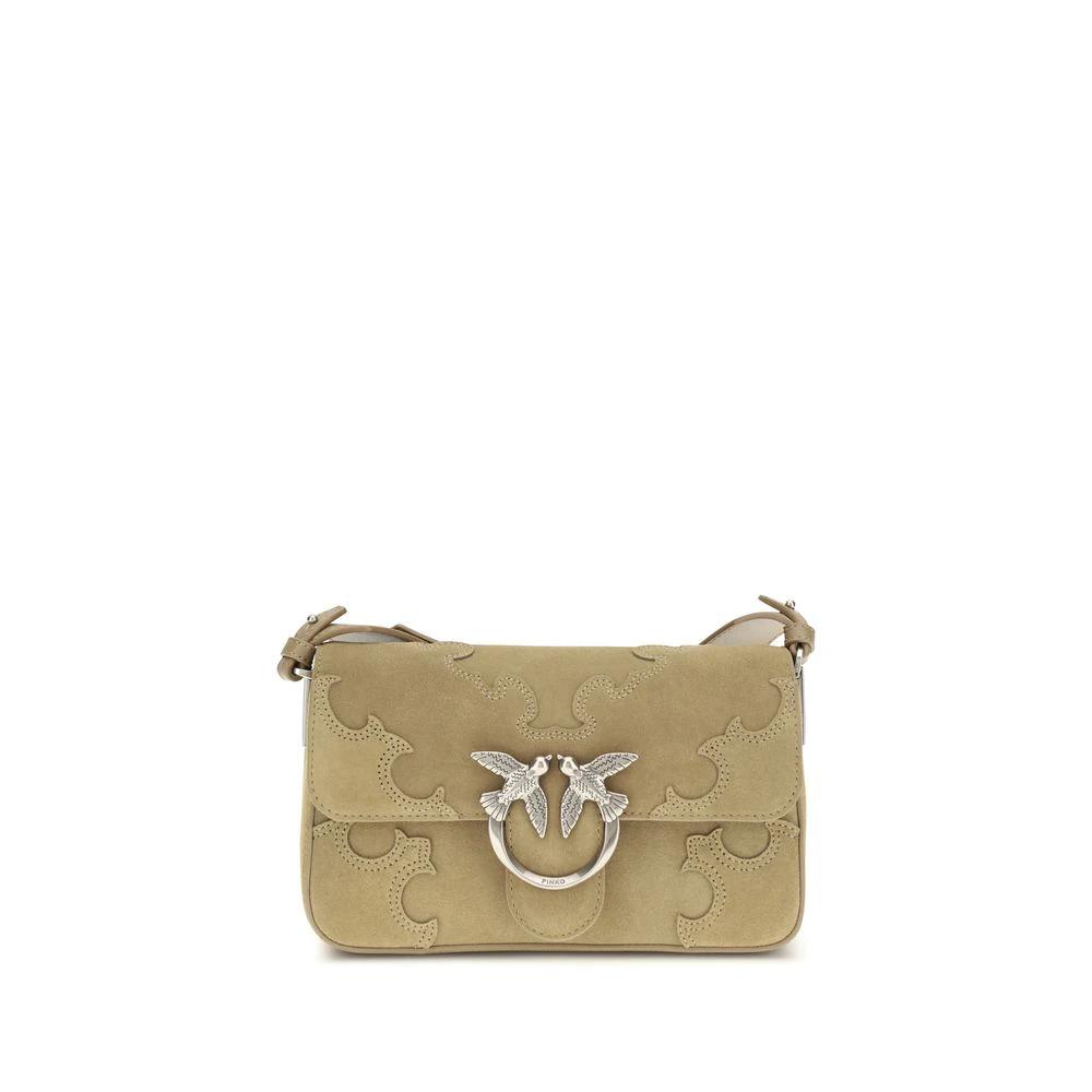 PINKO Beige Kalbsleder Bos Taurus Schultertasche by PINKO