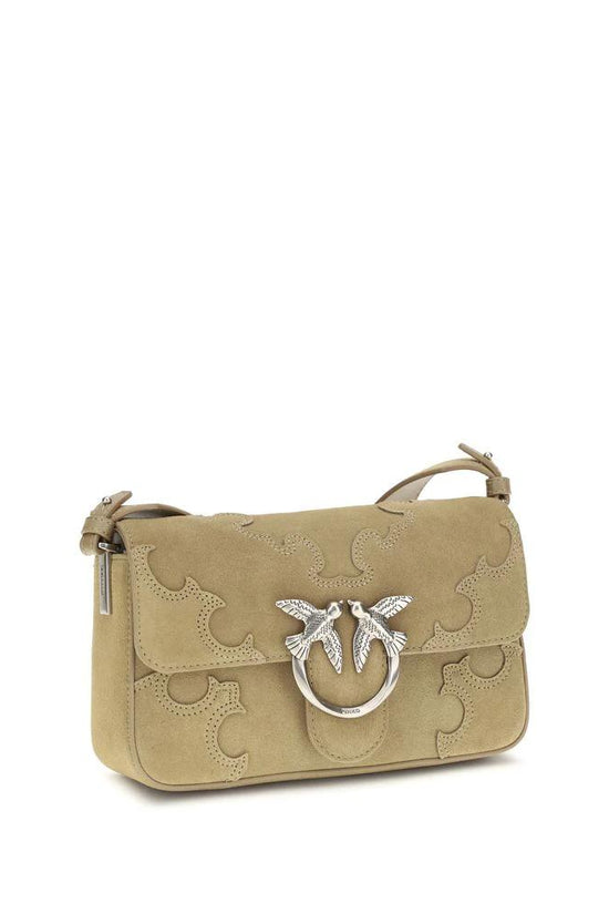 PINKO Beige Kalbsleder Bos Taurus Schultertasche by PINKO