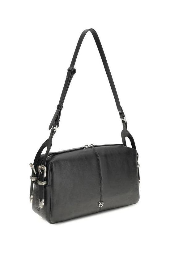 PINKO Schwarze Kalbsleder Bos Taurus Schultertasche by PINKO