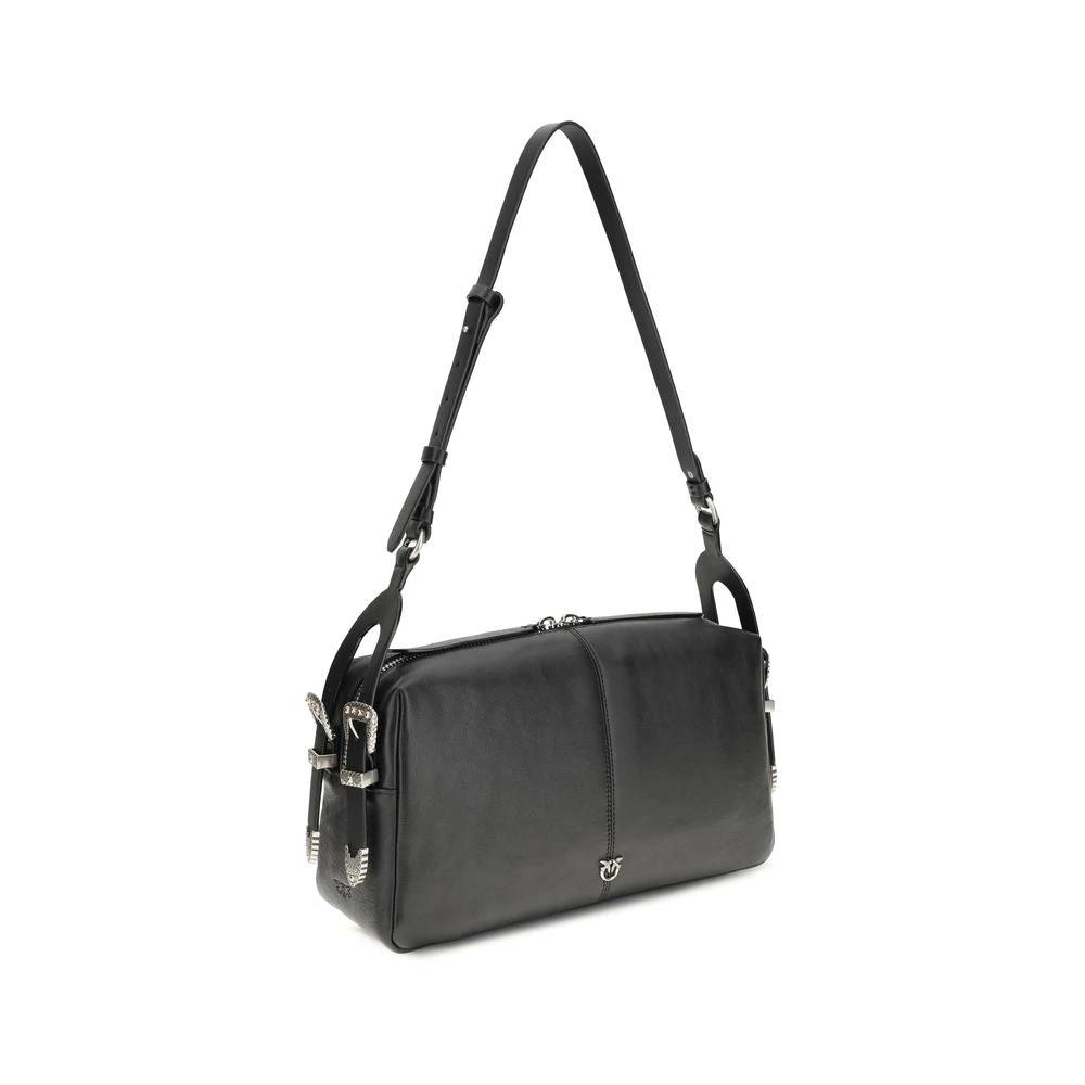PINKO Schwarze Kalbsleder Bos Taurus Schultertasche by PINKO