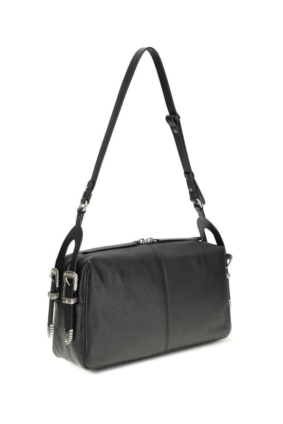 PINKO Schwarze Kalbsleder Bos Taurus Schultertasche by PINKO