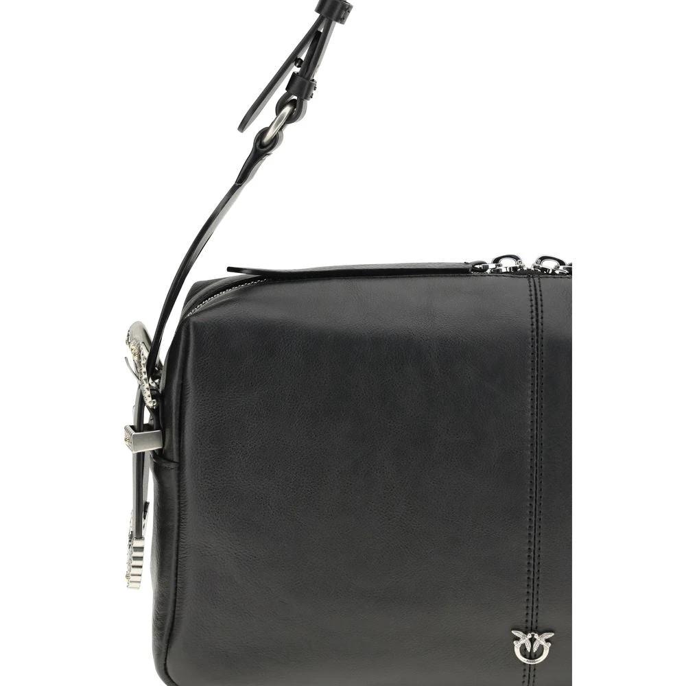 PINKO Schwarze Kalbsleder Bos Taurus Schultertasche by PINKO