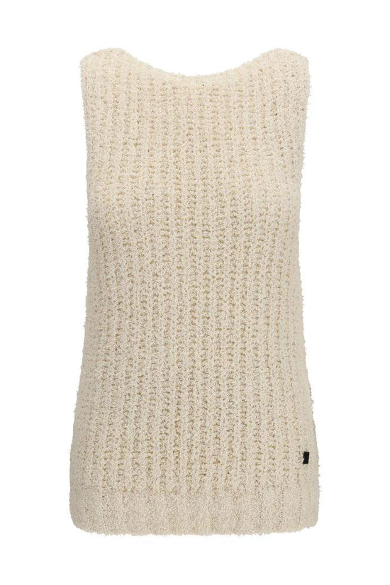 Balmain Beige Cotton Sleeveles Sweater by Balmain