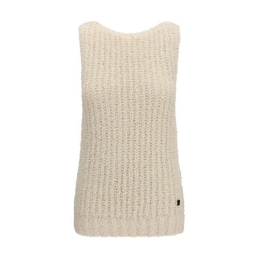 Balmain Beige Cotton Sleeveles Sweater by Balmain