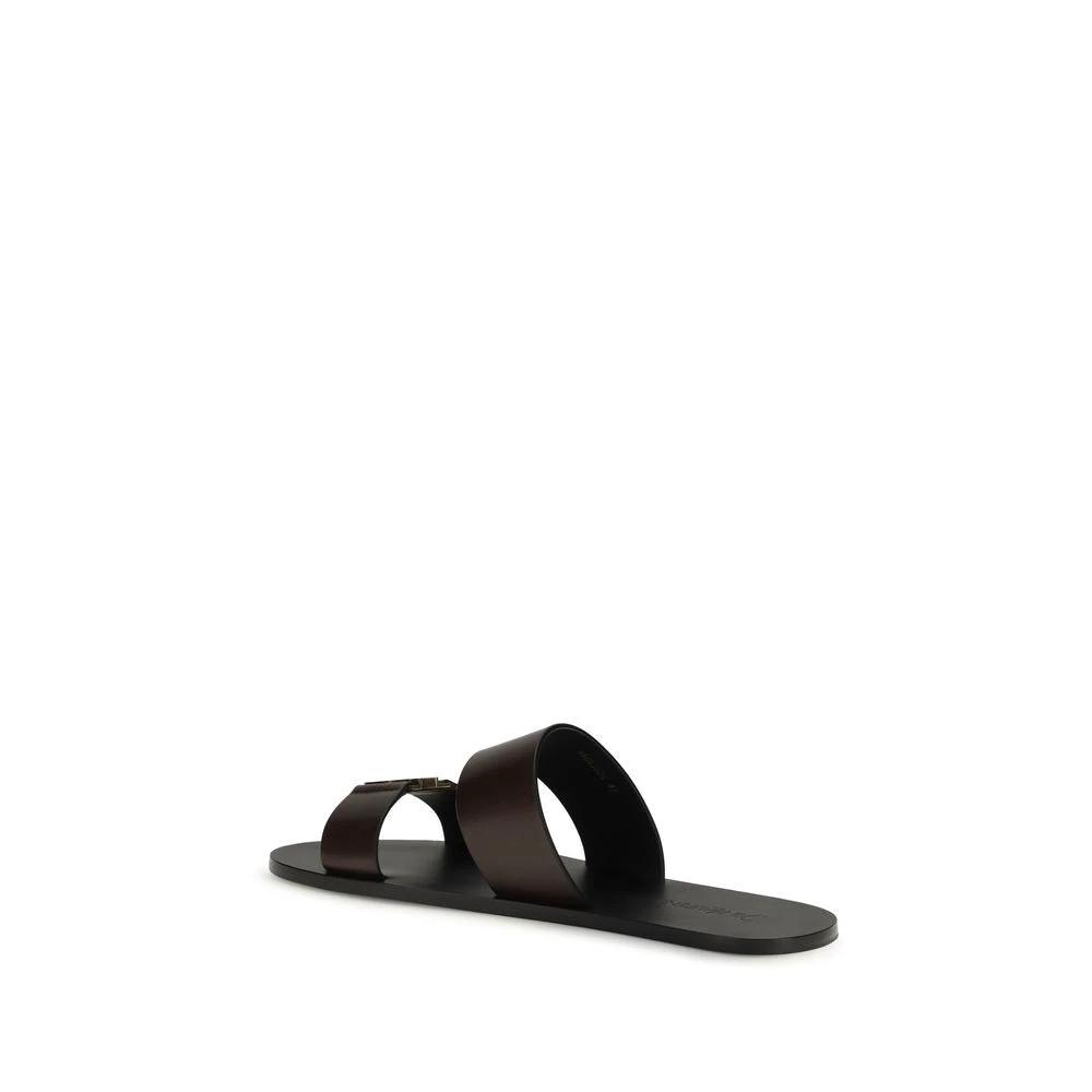 Saint Laurent Braune Kalbsleder-Sandalen Bos Taurus Flach by Saint Laurent