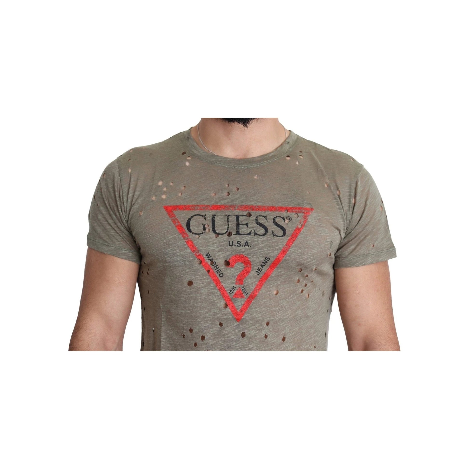 Guess Triangle Logo T Shirt Braun Meliert Dunkel | ELORÉ by Guess