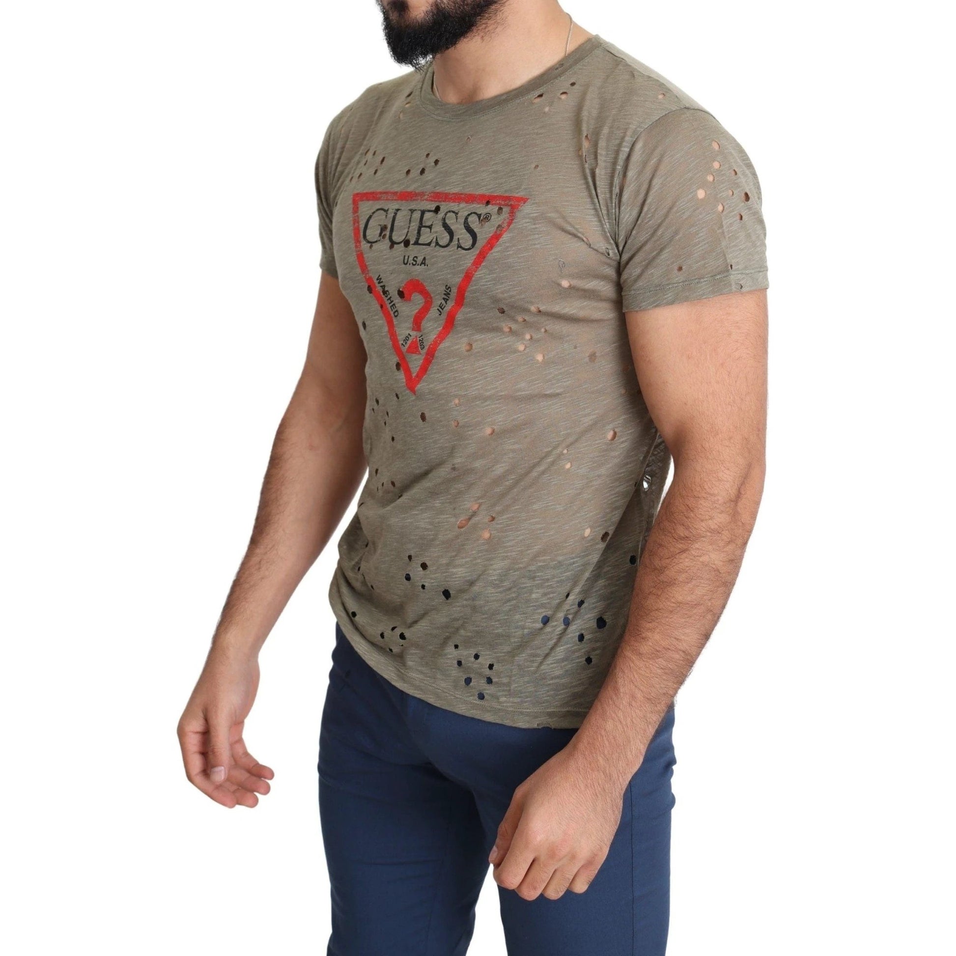 Guess Triangle Logo T Shirt Braun Meliert Dunkel | ELORÉ by Guess