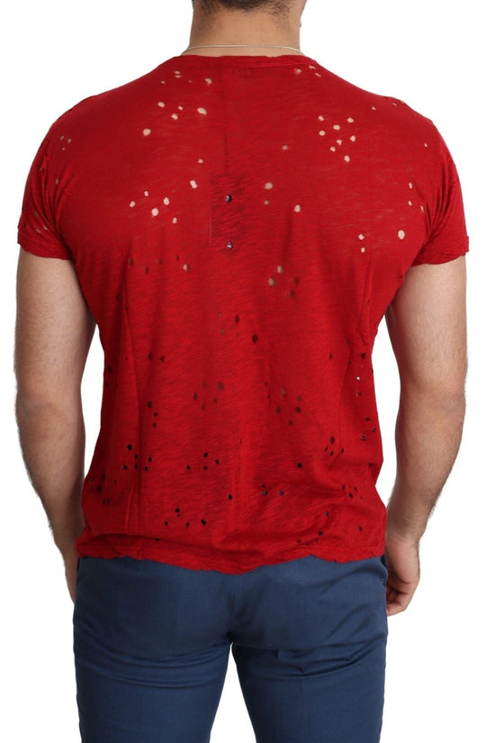 Guess T Shirt Baumwolle Rundhals Logo Print Rot | ELORÉ by Guess