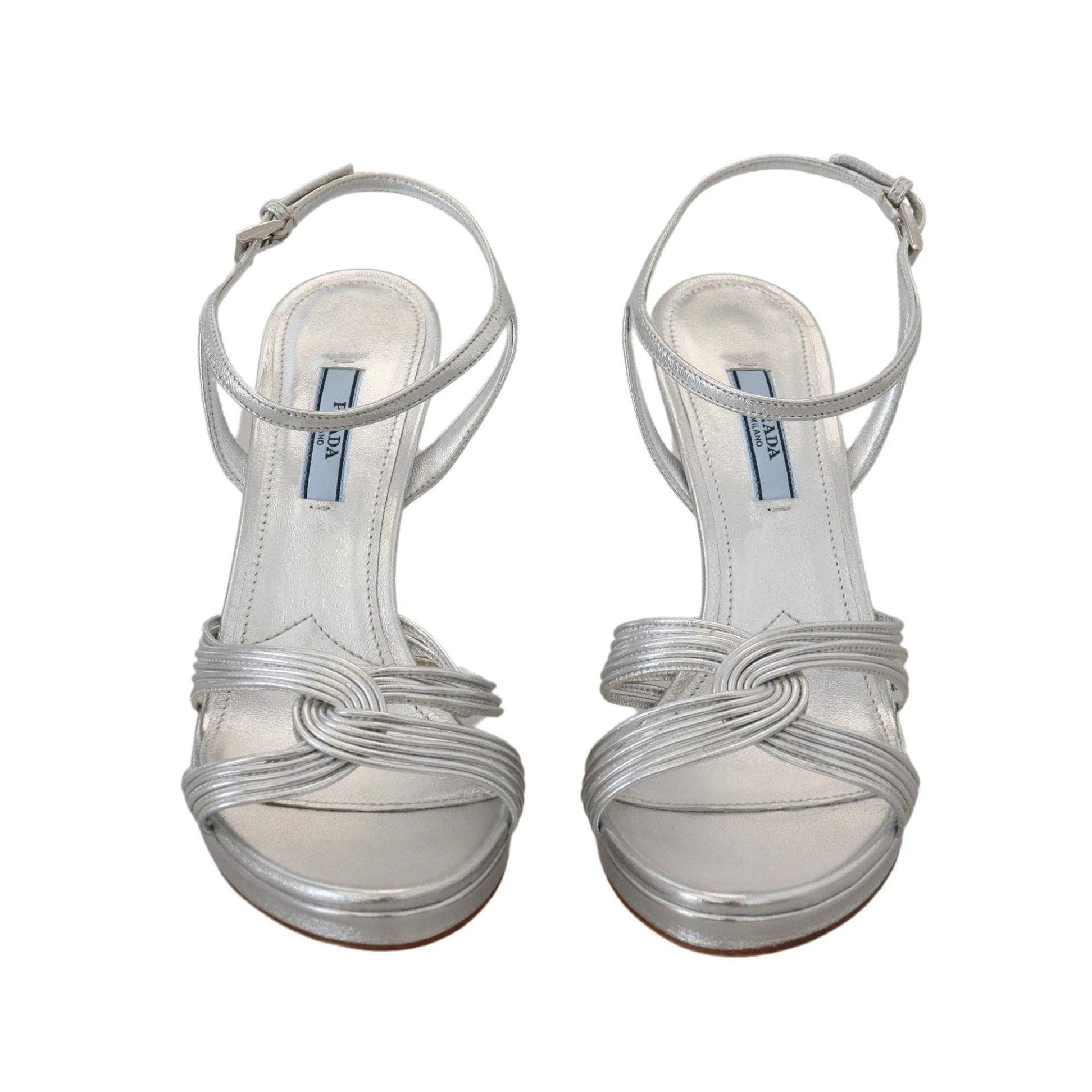Prada Stiletto Sandalen Silber Leder Exklusiv | ELORÉ by Prada