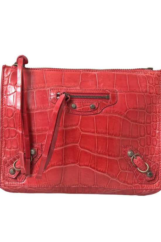 Balenciaga Clutch Rot Alligatorleder Exotisch | ELORÉ by Balenciaga