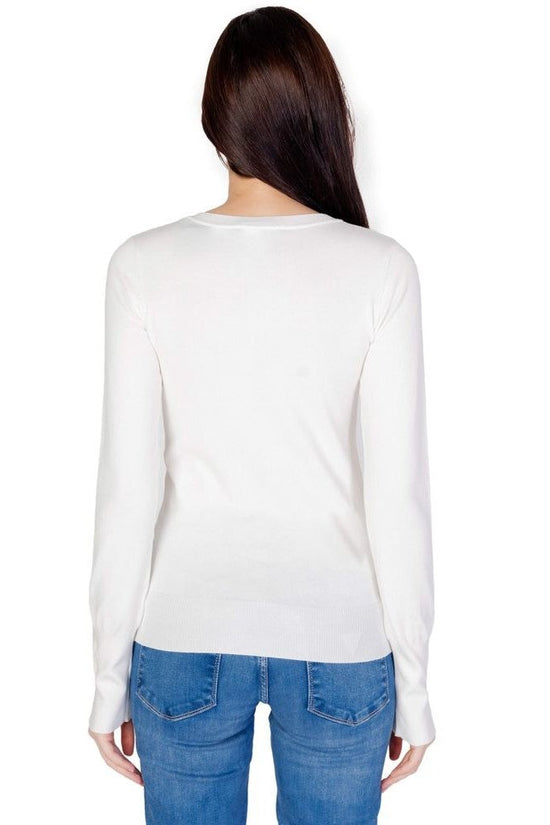 Guess Pullover Langarm Feinstrick V Ausschnitt Weiß | ELORÉ by Guess