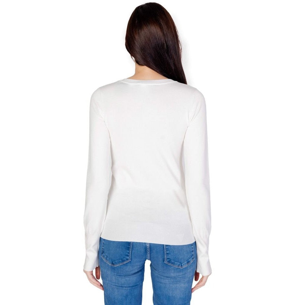 Guess Pullover Langarm Feinstrick V Ausschnitt Weiß | ELORÉ by Guess