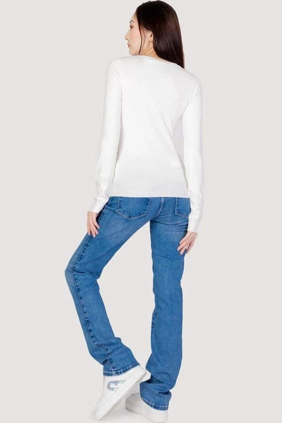 Guess Pullover Langarm Feinstrick V Ausschnitt Weiß | ELORÉ by Guess