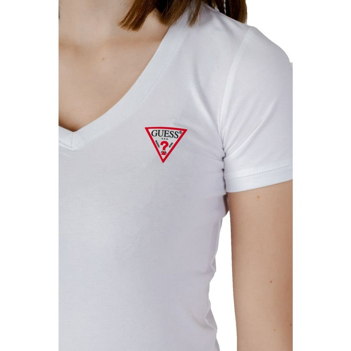 Guess Mini Triangle Tee Kurzarm Damen Weiß | ELORÉ by Guess