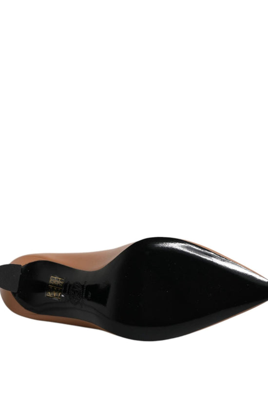 Versace Braun Leder Logo Plaque High Heels Pumps Schuhe by Versace