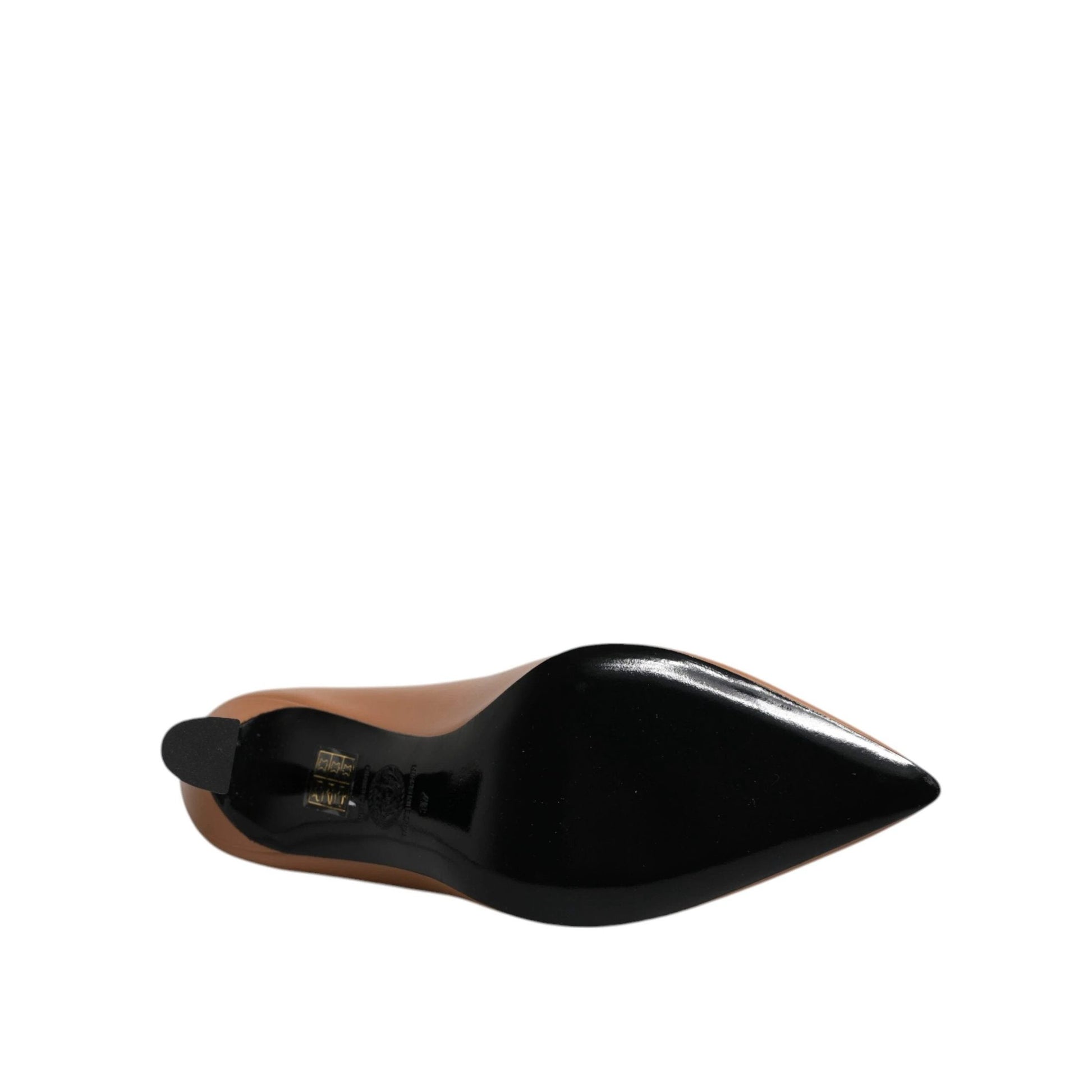 Versace Braun Leder Logo Plaque High Heels Pumps Schuhe by Versace