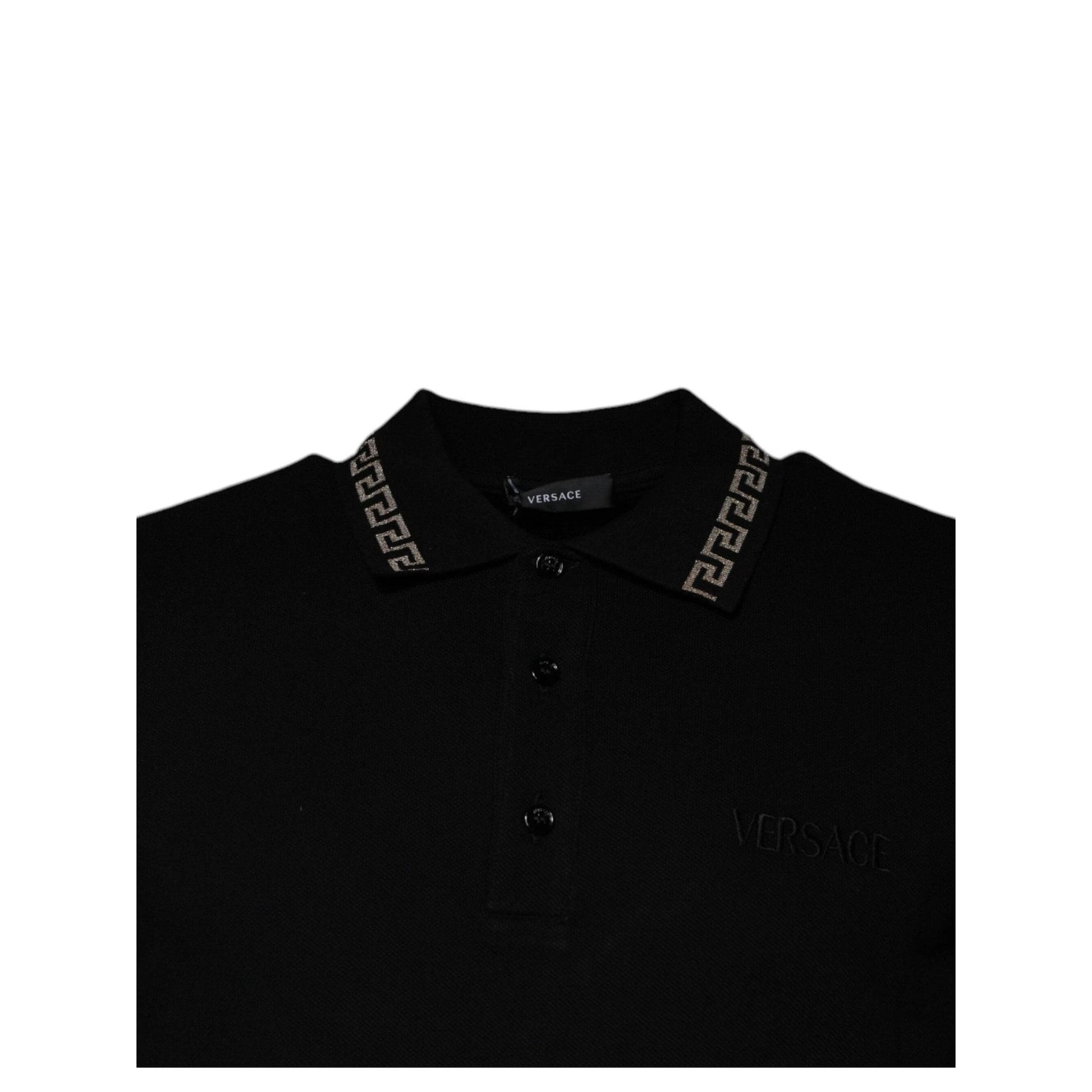 Versace Polohemd Greca-Kragen Kurzarm Schwarz | ELORÉ by Versace