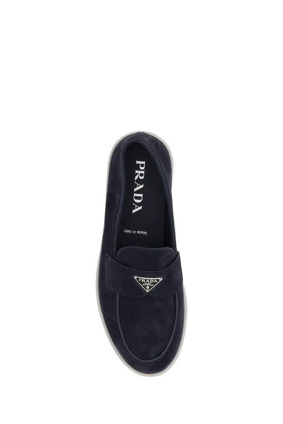 Prada Dreieckplakette Loafer Dunkel Marineblau | ELORÉ by Prada