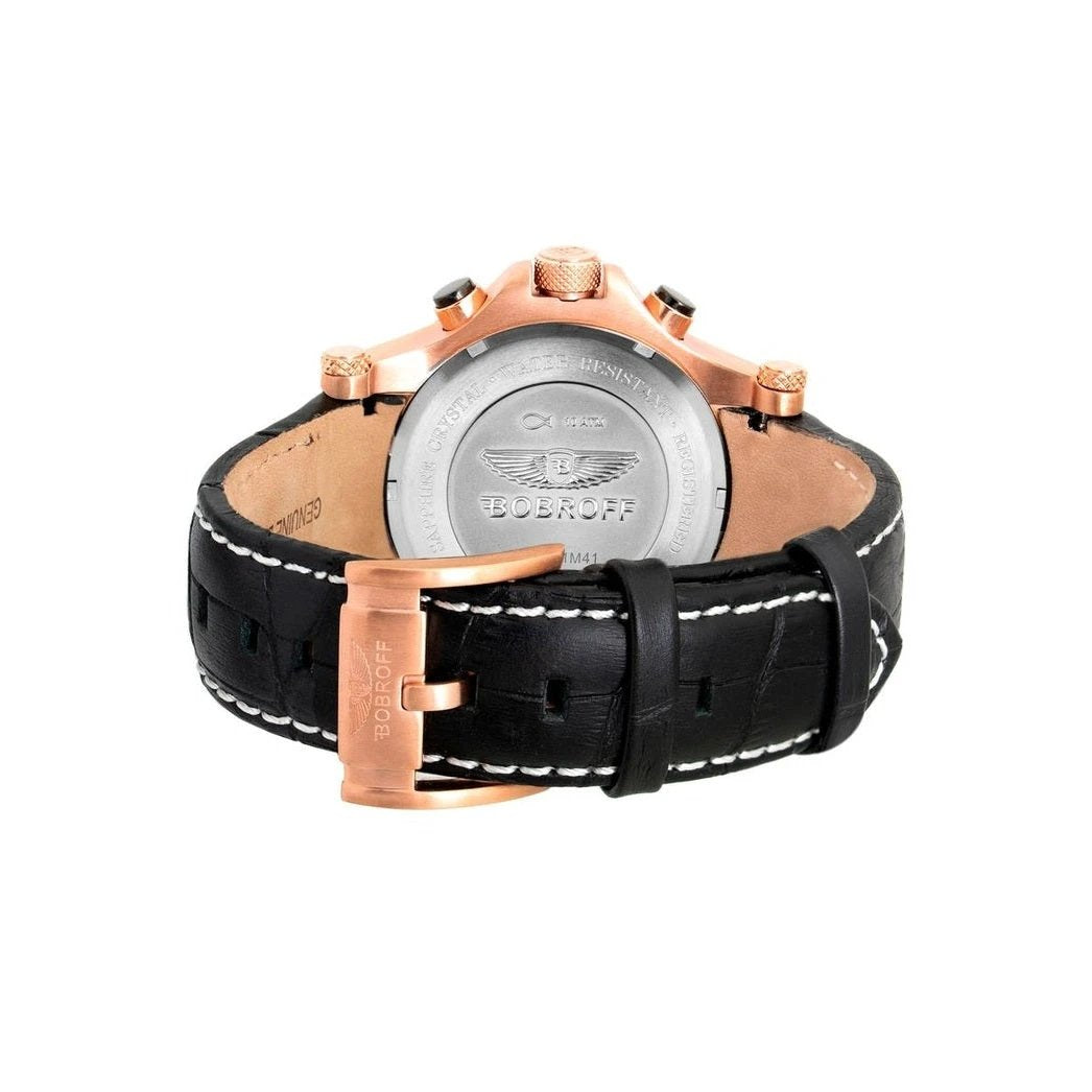 Bobroff Uhr Chronograph Unisex Armbanduhr Schwarz | ELORÉ by Bobroff