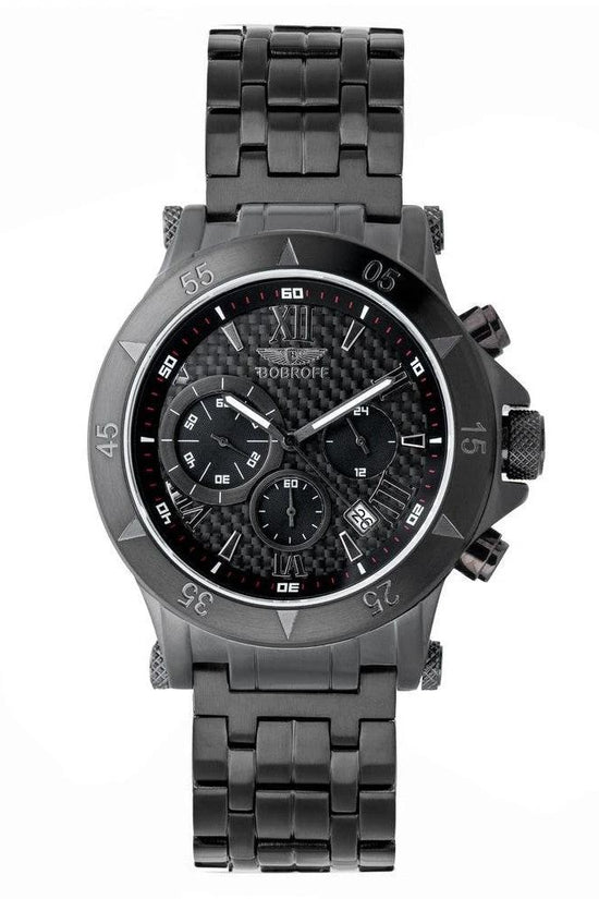 Toorof Chronograph Armbanduhr Edelstahl Schwarz | ELORÉ by Bobroff