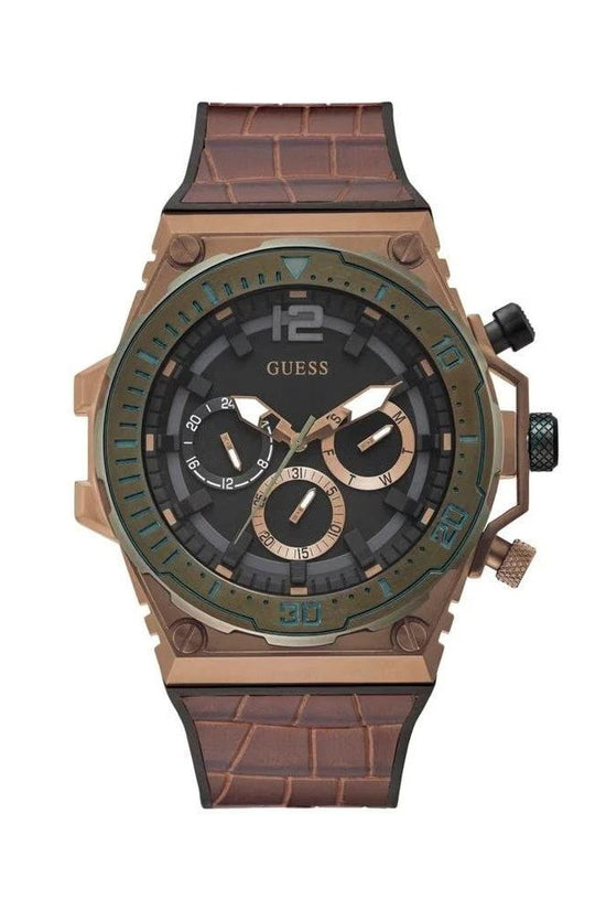 Guess Venture Chronograph Uhr Silikonarmband Braun | ELORÉ by Guess