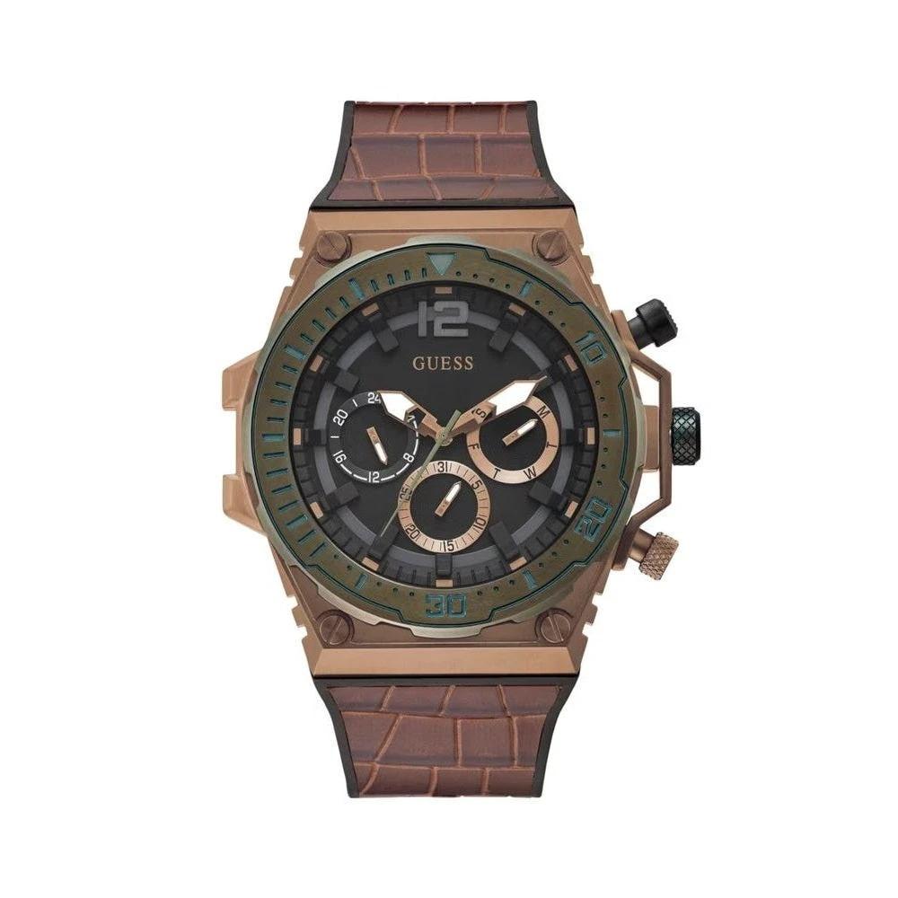 Guess Venture Chronograph Uhr Silikonarmband Braun | ELORÉ by Guess