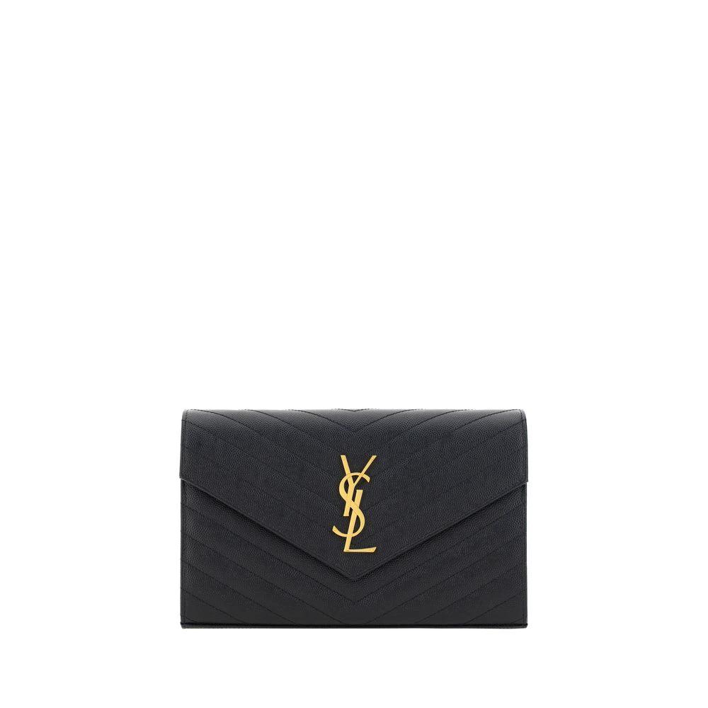 Saint Laurent Schwarze Kalbshaut Bos Taurus Schultertasche by Saint Laurent