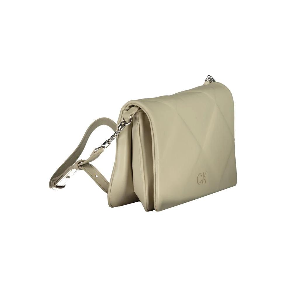 Calvin Klein Beigefarbene Baumwollhandtasche by Calvin Klein