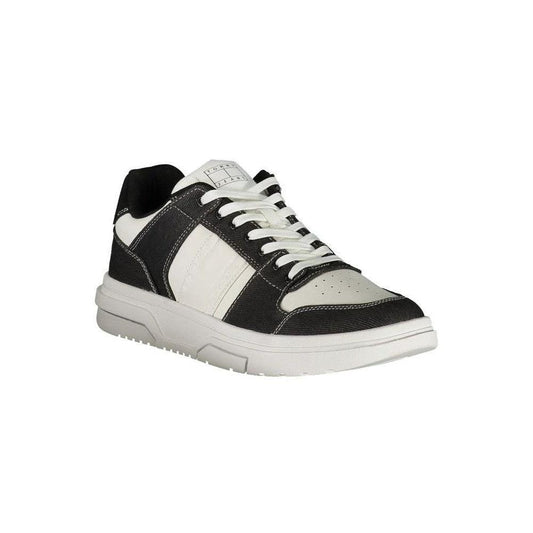 P448 Pebbled Court Leder Sneaker Tiefschwarz | ELORÉ by Tommy Hilfiger