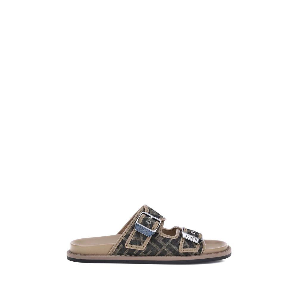 Fendi Braune Kalbsleder Bos Taurus Sandalen by Fendi