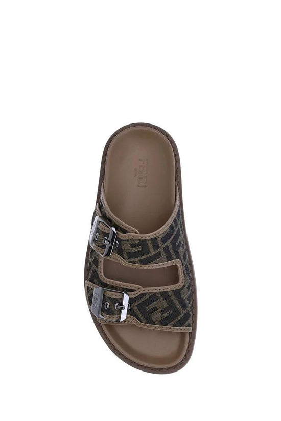 Fendi Braune Kalbsleder Bos Taurus Sandalen by Fendi