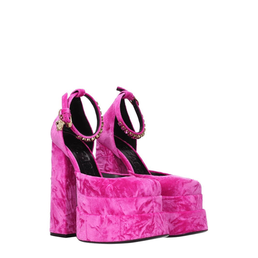 Versace Sandalen Plateau Velours Luxus Rosa | ELORÉ by Versace
