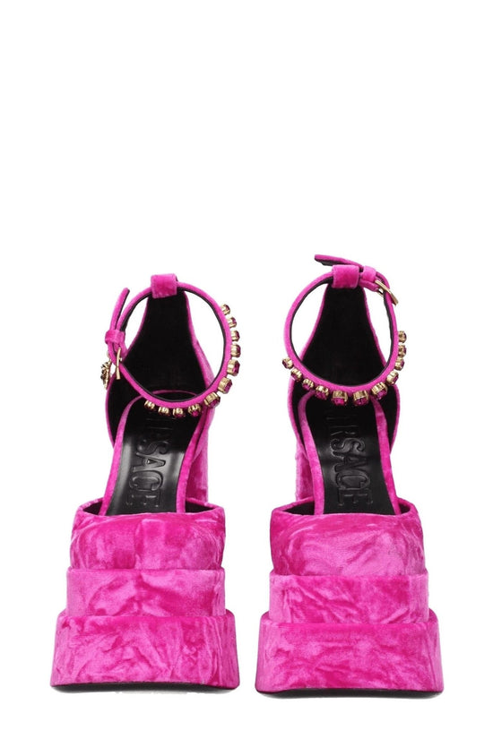 Versace Sandalen Plateau Velours Luxus Rosa | ELORÉ by Versace