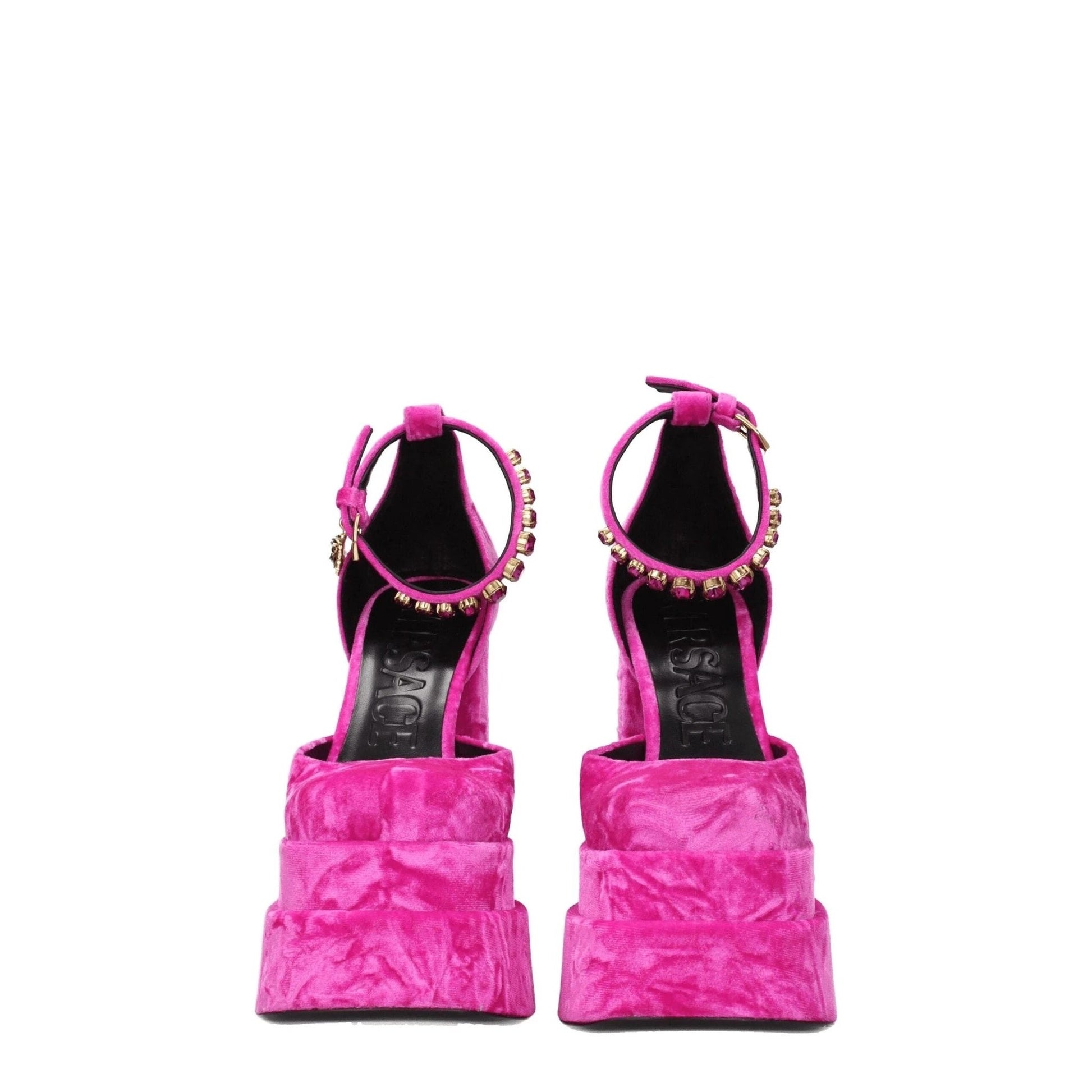 Versace Sandalen Plateau Velours Luxus Rosa | ELORÉ by Versace